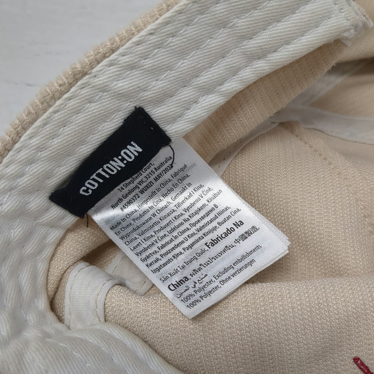Cotton On 5 Panel Hat Beige One Size Corduroy Kind Regards Red Script Slideback