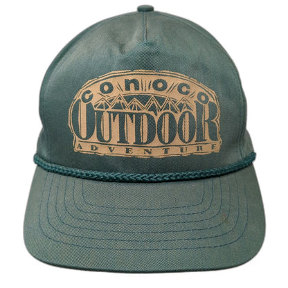 d&D Conoco Outdoor Adventure Green 5 Panel Hat OS Rope Snapback Mountain Vintage