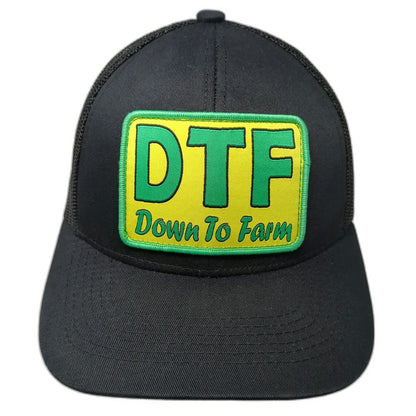 F/U Livestock Trucker Hat Black One Size DTF Down To Farm Mesh Snapback Funny