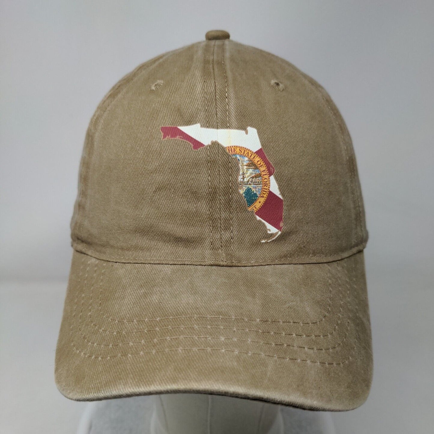 The State Of Florida Map Slideback Hat Tan One Size Adjustable 6 Panel