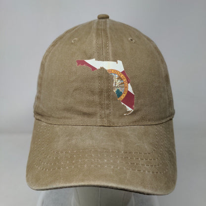 The State Of Florida Map Slideback Hat Tan One Size Adjustable 6 Panel