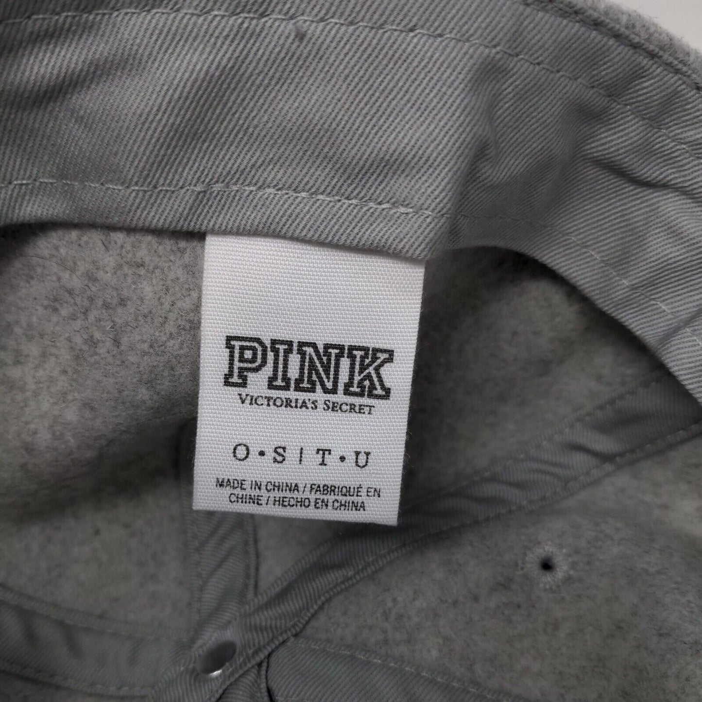 PINK Slideback Hat Gray One Size Solid Embroidered Victoria's Secret