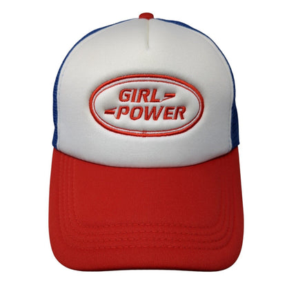 Girl Power Snapback Trucker Hat Multi One Size Adjustable Embroidered Mesh Back
