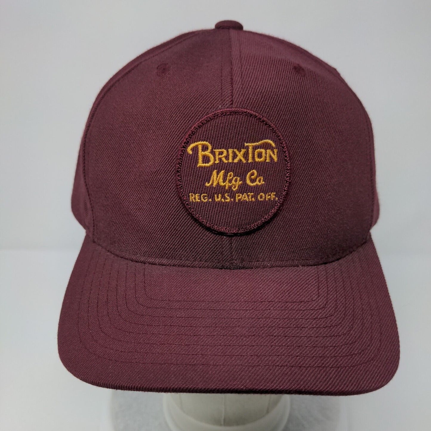 Brixton Mfg Co Snapback Hat Red OSFA Adjustable Embroidered Vented Holes 6 Panel