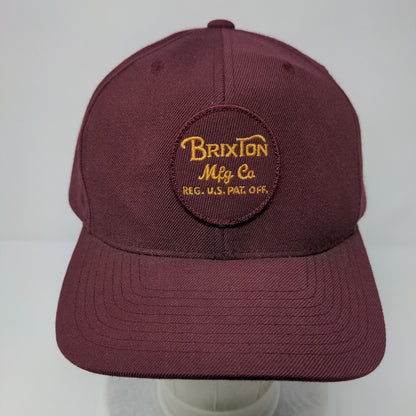 Brixton Mfg Co Snapback Hat Red OSFA Adjustable Embroidered Vented Holes 6 Panel