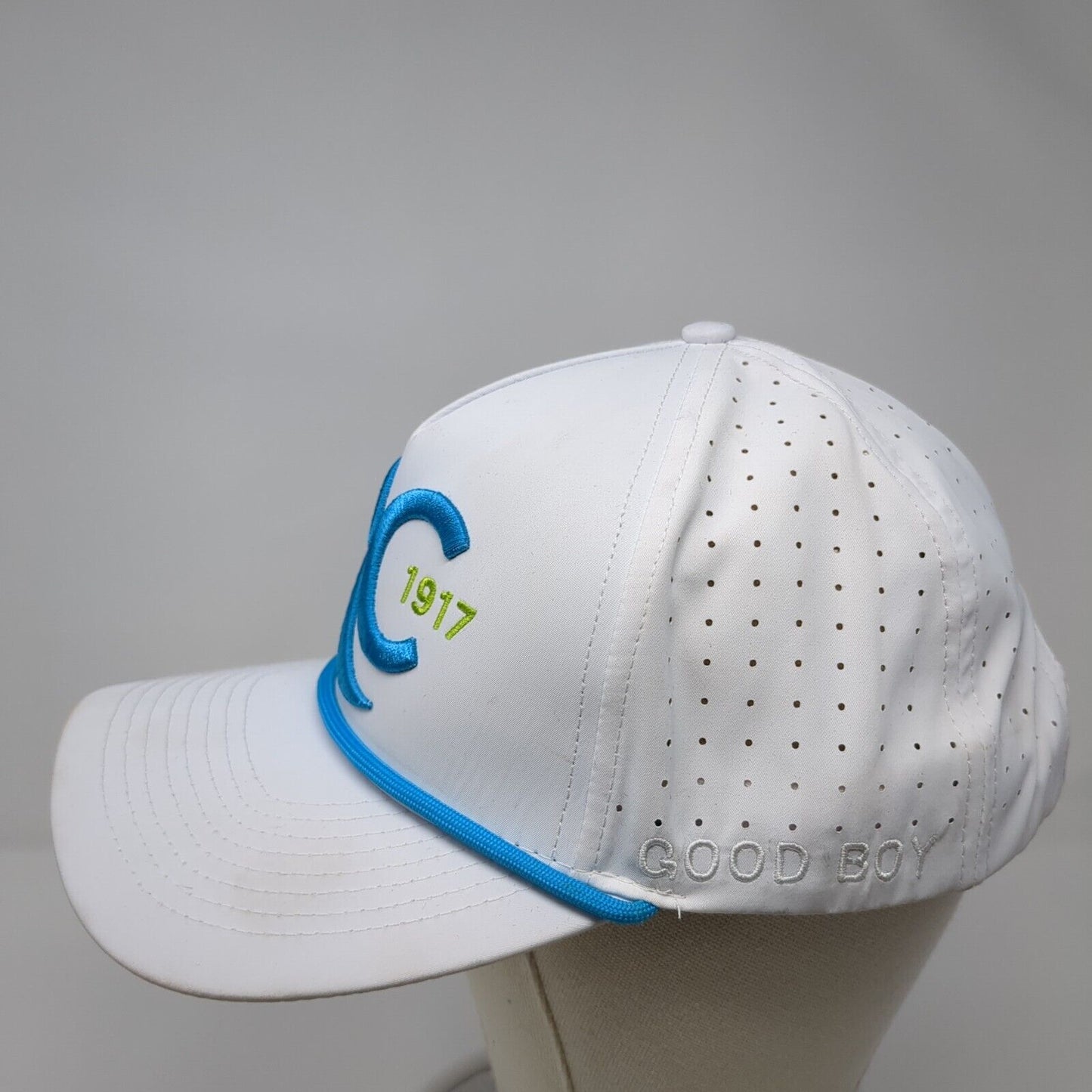 RC 1917 Snapback Rope Hat White One Size Laser Cut Solid Good Boy Golf