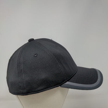 Adidas Fitted Hat Black L/XL A-flex Embroidered Logo Vented Holes 6 Panel
