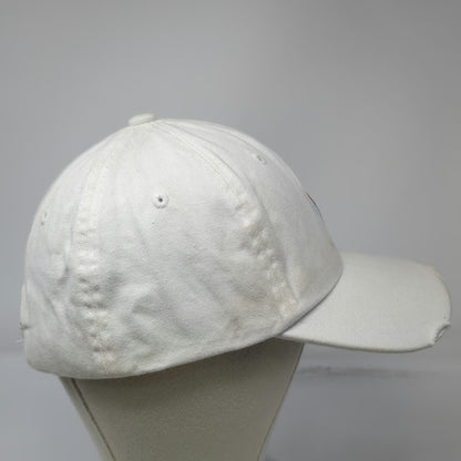 Bowie Baseball Cap White One Size Distressed Brim Embroidered Lightning Bolt Hat