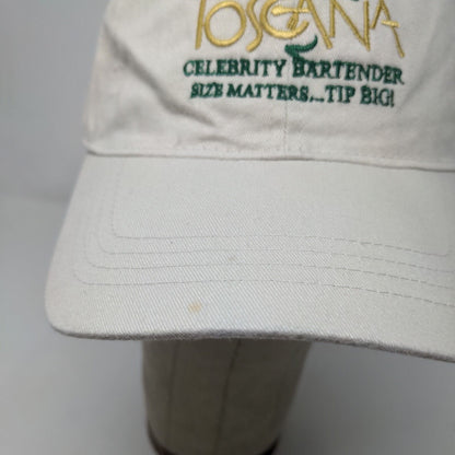 Toscana Men's Strapback Hat Tan Adjustable Embroidered Logo 100% Cotton