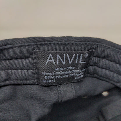 Anvil Slideback Hat Black One Size Adjustable Vented Holes 6 Panel Blank