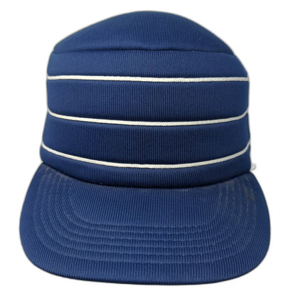 Blue Army Cap 7 5/8 Snapback Striped Padded Polyester Hat Triple White Stripes