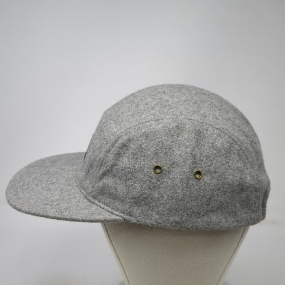 Evo 5 Panel Gray Hat One Size Wool Blend Leather Strapback Logo Patch Flat Brim