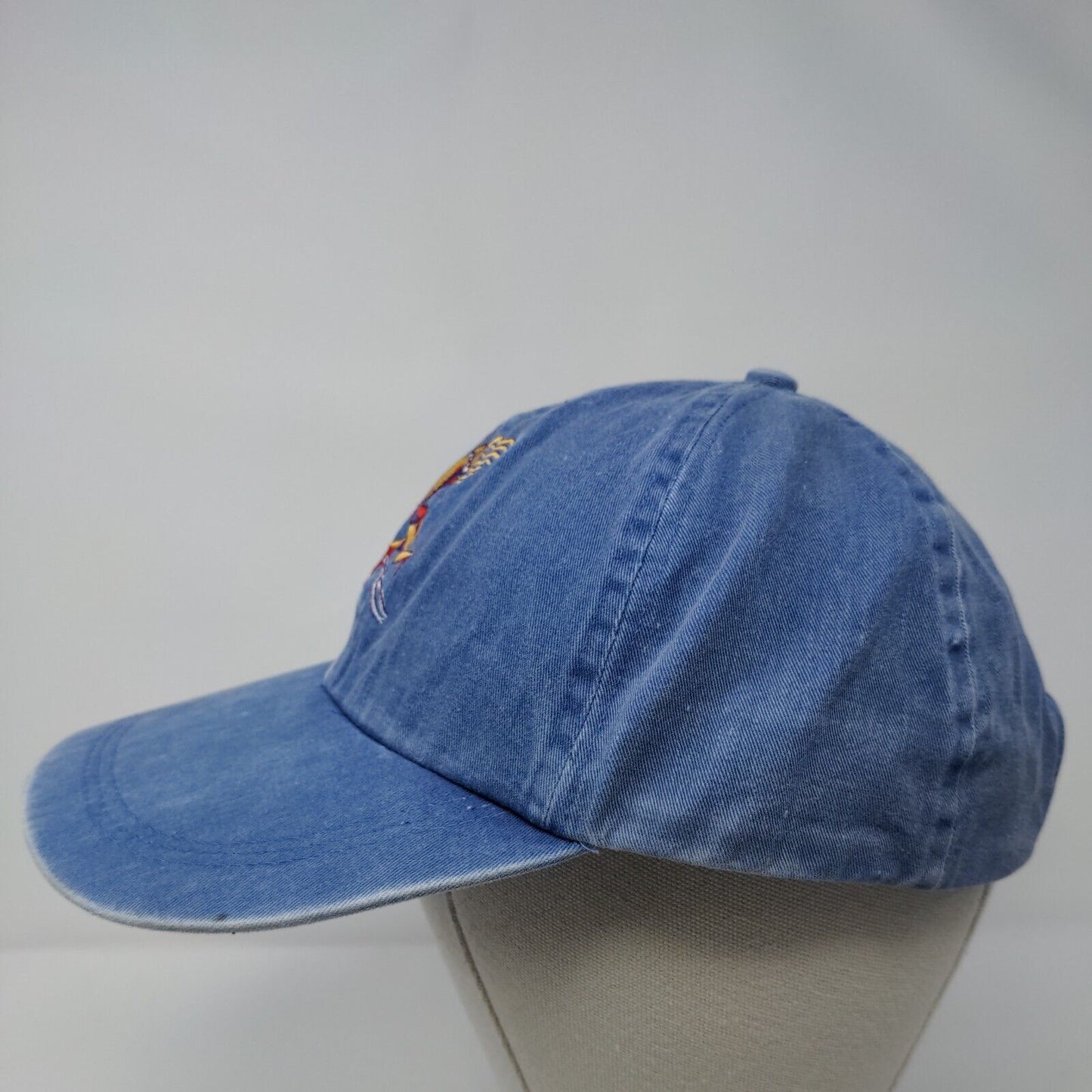 Fahrenheit Slideback Hat Blue OSFA Embroidered Leather Strap 6 Panel