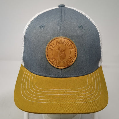 Arcadian Outfitters Trucker Hat Gray Gold White One Size Leather Patch Jackalope