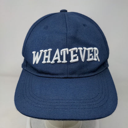 Whatever Strapback HatBlue OSFA Adjustable Embroidered Vented Holes 6 Panel