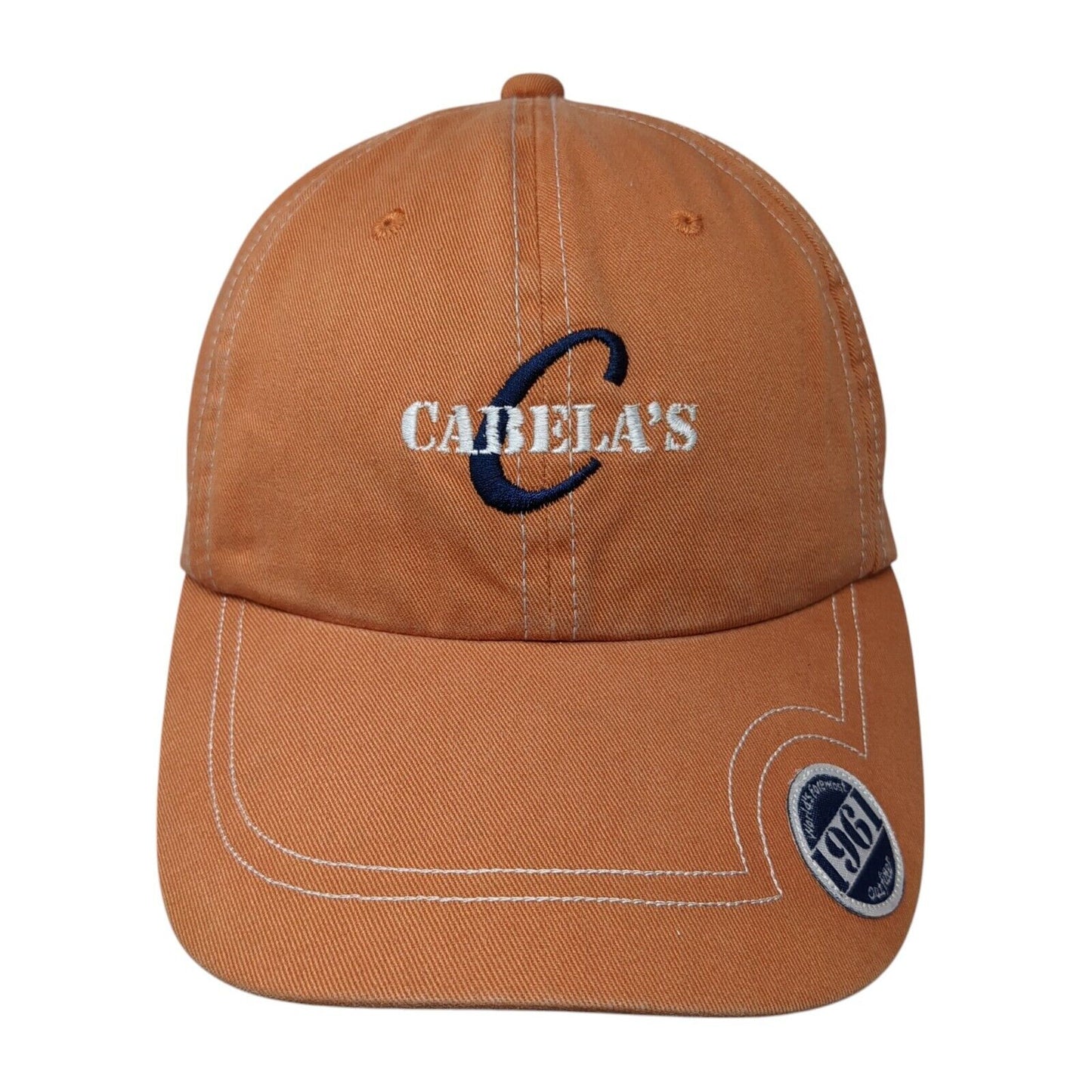 Cabela's Slideback Hat Orange One Size Adjustable Embroidered Patch