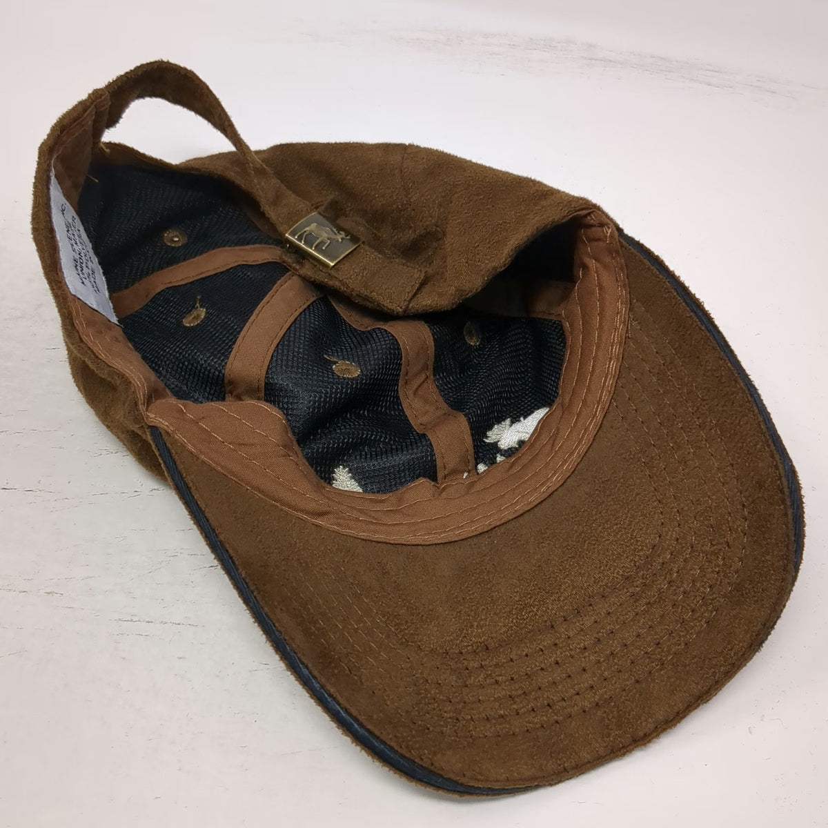 Maine Scene Inc. Baseball Cap Brown One Size Suede Moose Pine Tree Hat
