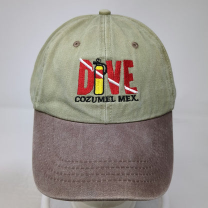 Cozumel Mexico Scuba Dive Green Brown Baseball Cap Hat One Size Embroidered