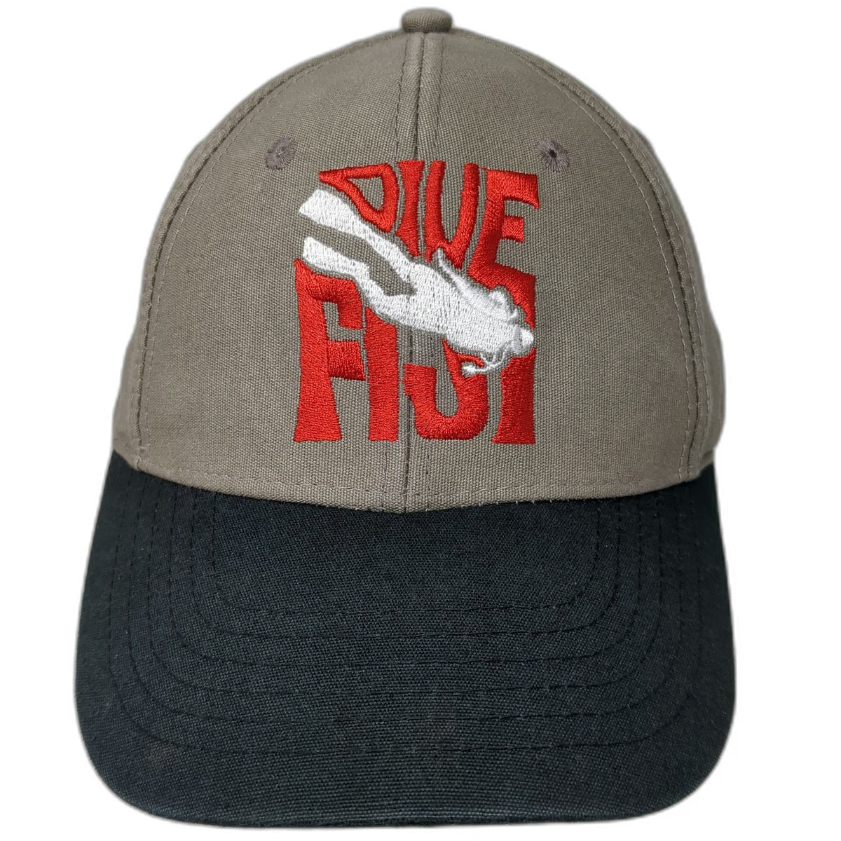 Baseball Cap Brown Black Red White OSFM Dive First Scuba Diver Adjustable Hat