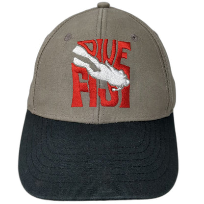 Baseball Cap Brown Black Red White OSFM Dive First Scuba Diver Adjustable Hat