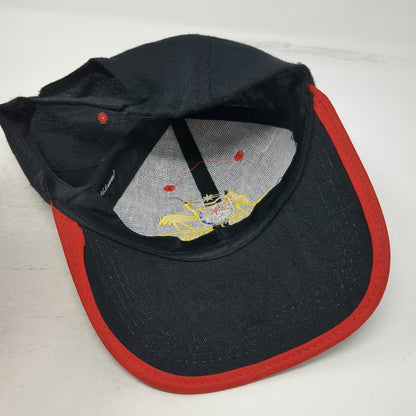 Black Australia Coat of Arms Logo Embroidered Baseball Cap One Size Red Trim Hat