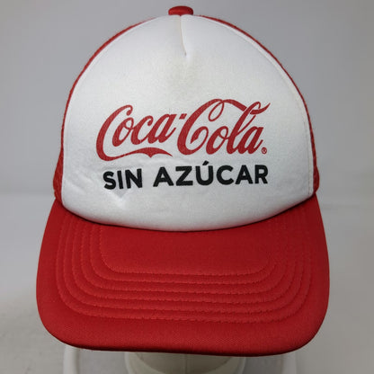 Coca-Cola Trucker Hat Red One Size Sin Azucar Mesh Back Snapback Polyester