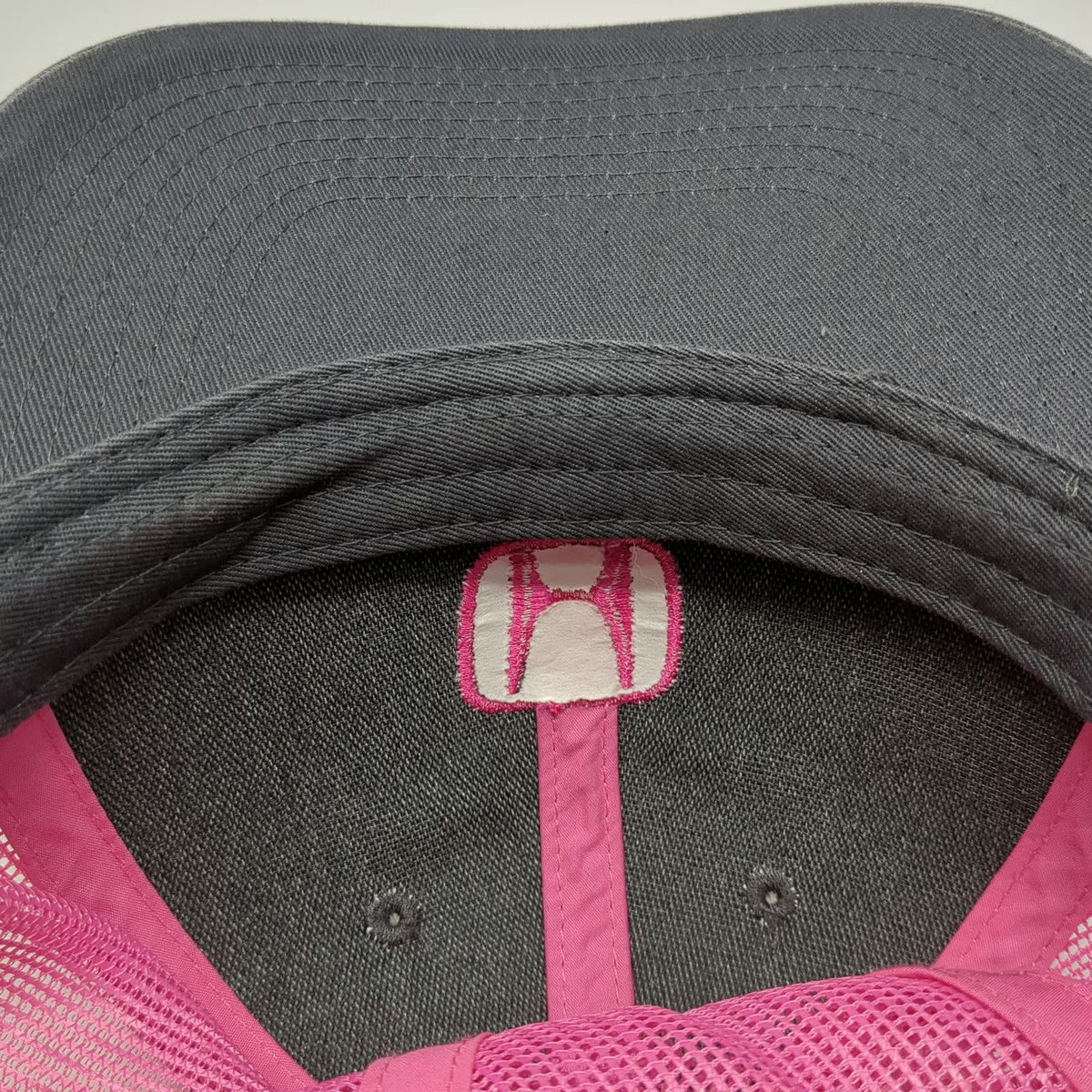 Port Authority Trucker Hat Gray Pink One Size Honda Logo Embroidered Mesh Snap