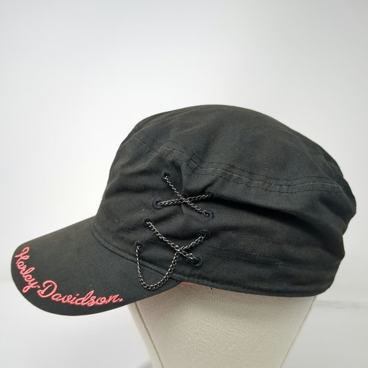 Harley-Davidson Army Cap Black One Size Side Chain Pink Embroidery Slideback Hat