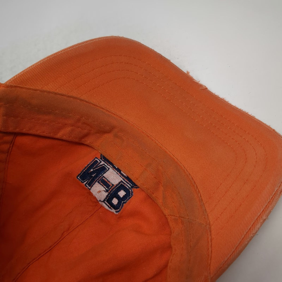 No Boundaries Baseball Cap Orange Blue One Size Distressed Slideback Logo Hat