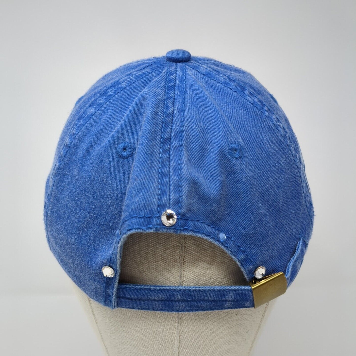 Otto Slideback Hat Blue One Size Adjustable Butterfly Embroidered Bling