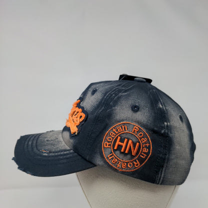 Honduras Roatan Slideback Hat Blue OS Adjustable Distressed W/Tags Lucky 7 USA