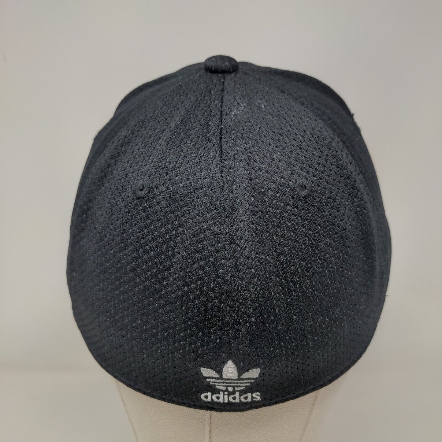 Adidas Fitted Hat Black S/M Breathable Embroidered Vented Holes A-Flex 6 Panel