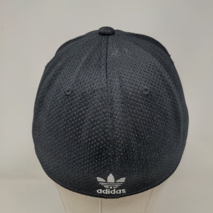 Adidas Fitted Hat Black S/M Breathable Embroidered Vented Holes A-Flex 6 Panel