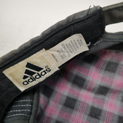 Adidas Army Cap Gray One Size Slideback Plaid Lining Pink Logo Adjustable Hat