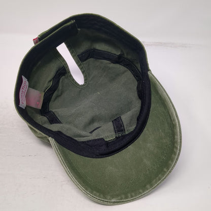 ponyflo Army Cap Green One Size Ponytail Opening Strapback Hat Cotton Washed