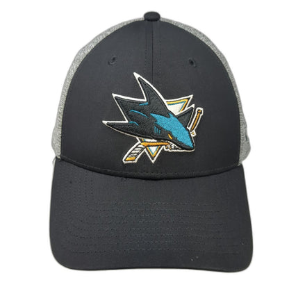 Fanatics San Jose Sharks NHL Hat Baseball Cap Black Gray L Stretch Fit Logo