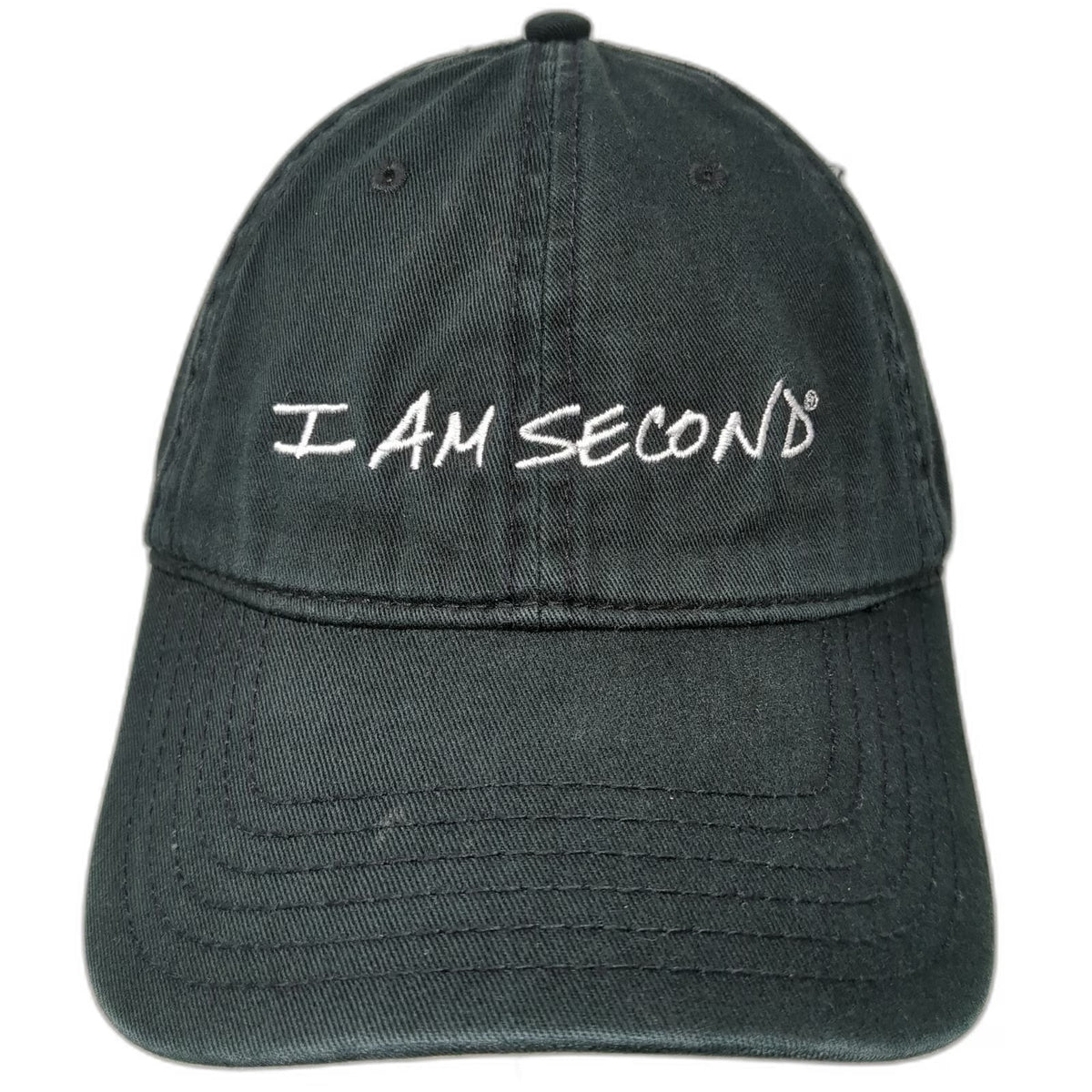 OTTO I Am Second Baseball Cap Black One Size Embroidered Cotton Slideback Hat