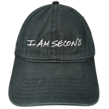OTTO I Am Second Baseball Cap Black One Size Embroidered Cotton Slideback Hat