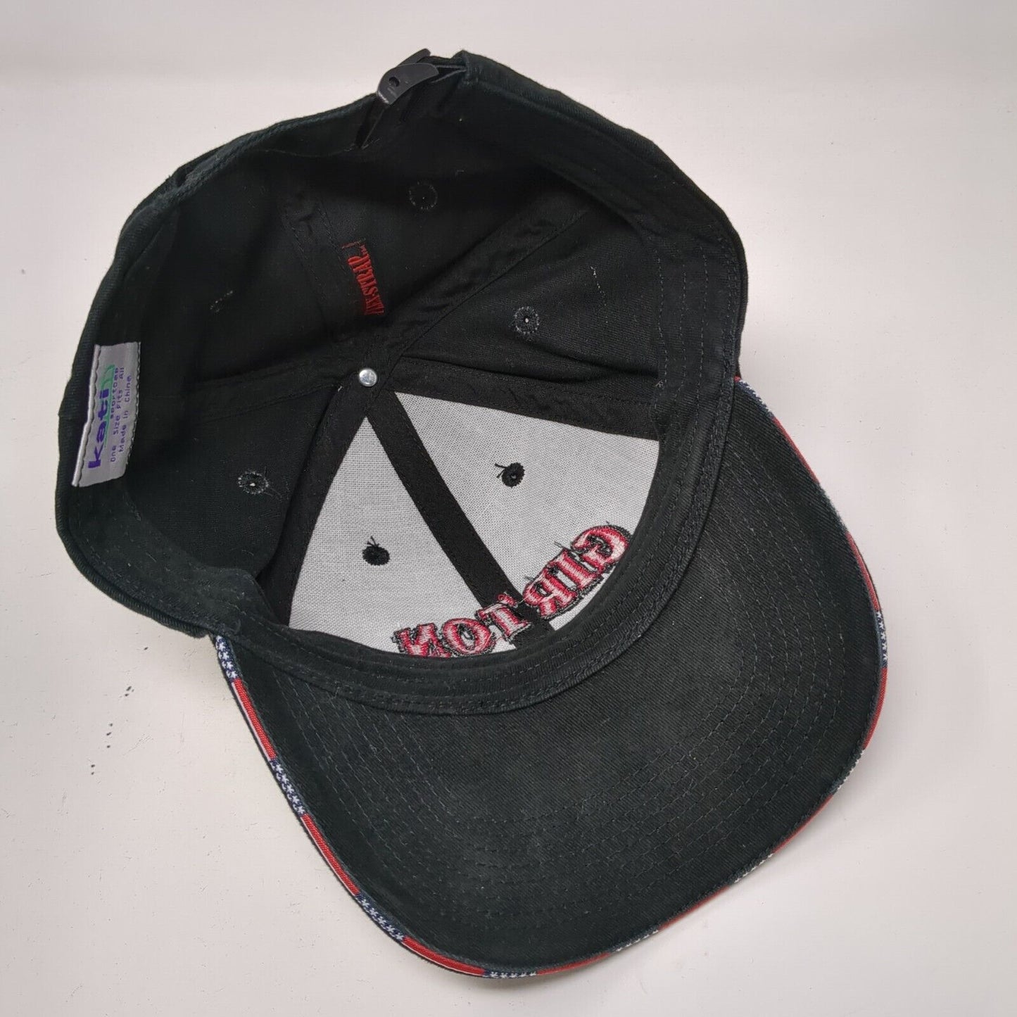 Girton Slideback Hat Black OSFA Adjustable Flex Strap Embroidered Kati