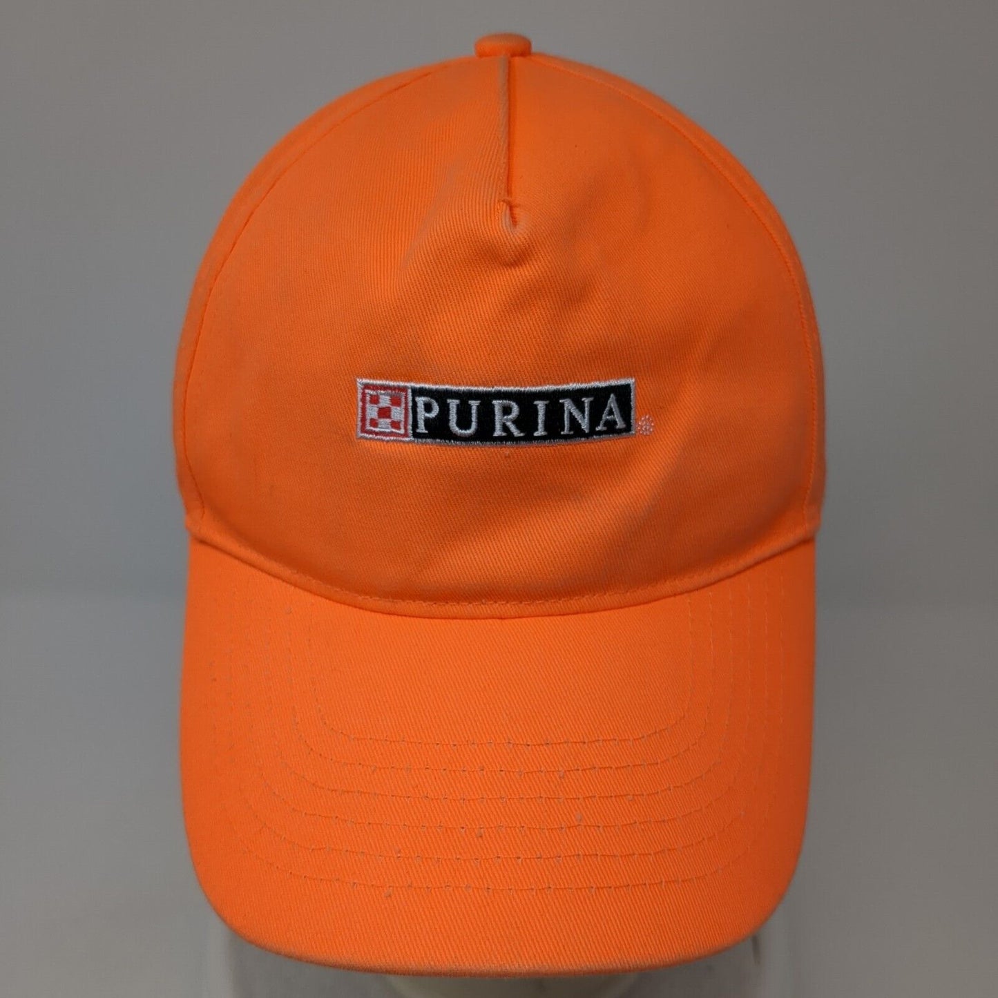 PURINA Snapback Hat Orange One Size Adjustable Embroidered 6 Panel Head Start