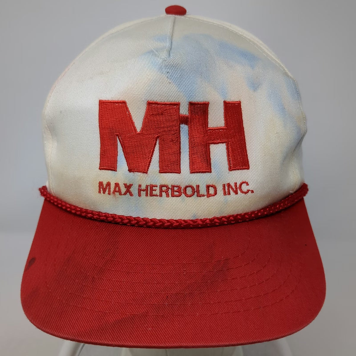 Max Herbold Inc 5 Panel Hat Red White One Size Rope Snapback Corporate Logo