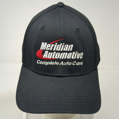 New Era Baseball Cap Black XL Meridian Automotive Mesh Back Stretch Fit Hat