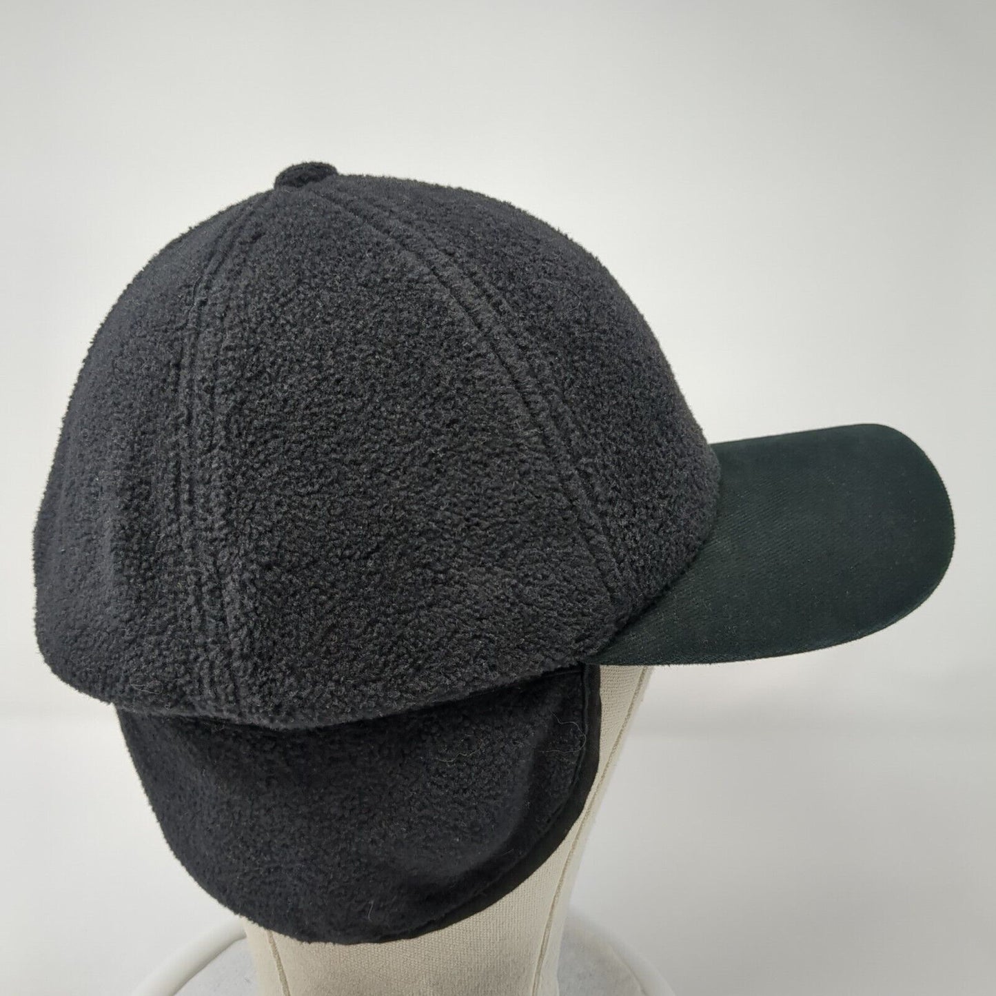 Paramount Headwear Fitted Hat Black Medium Ear Flap Solid Fleece Blank