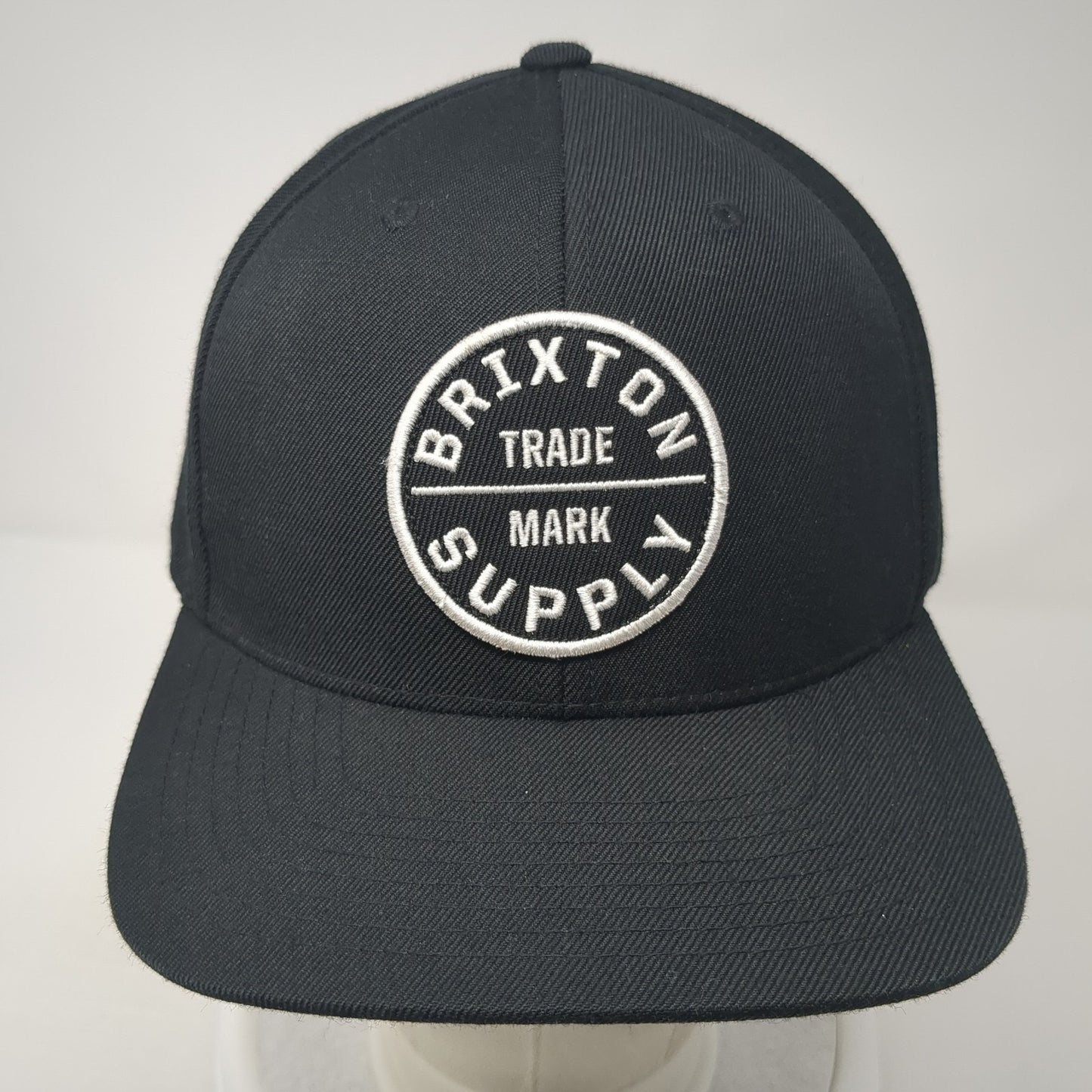 Brixton Supply Trademark Snapback Hat Black One Size Adjustable Embroidered