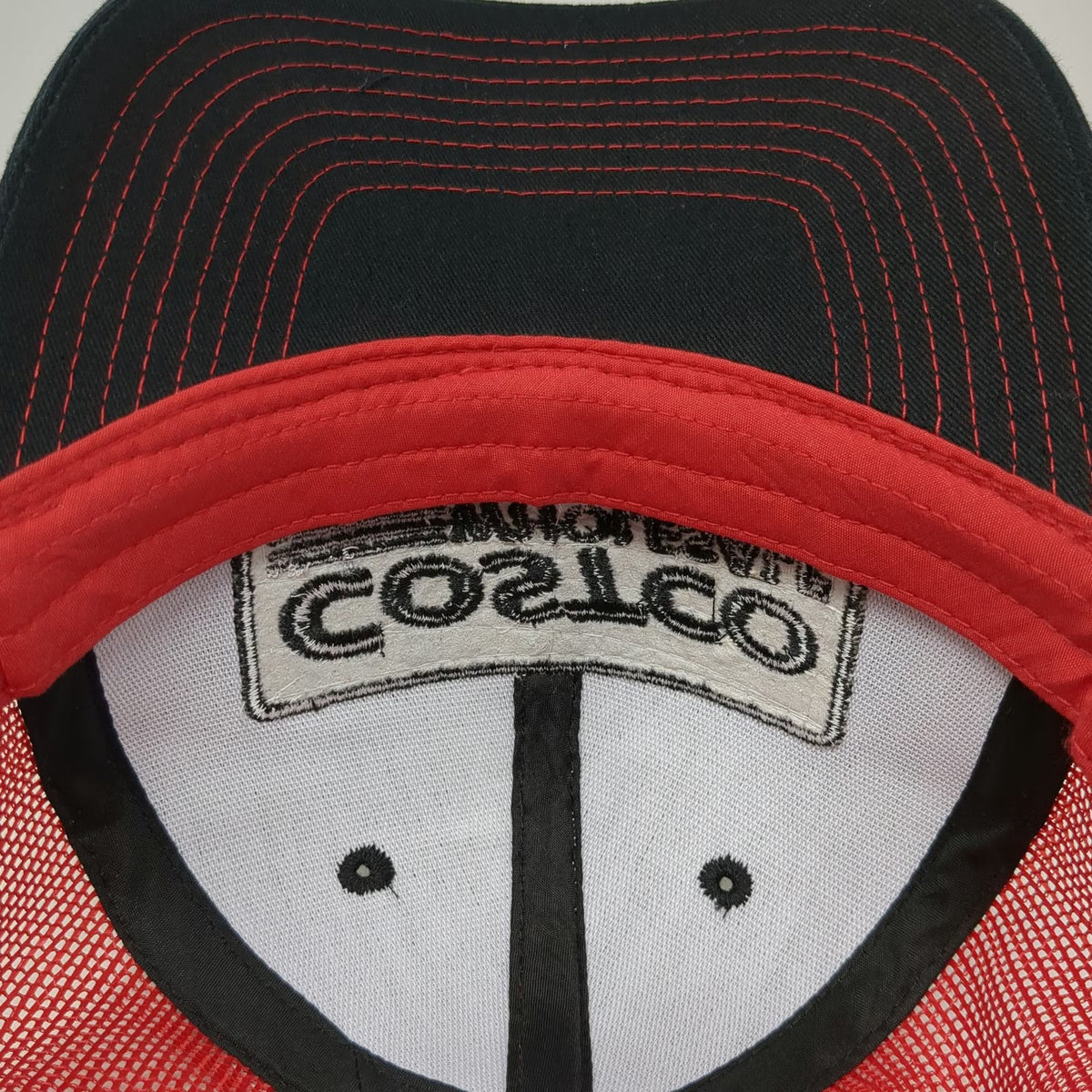 Bamko Trucker Hat Black Red One Size Costco Wholesale Embroidered Logo Patch