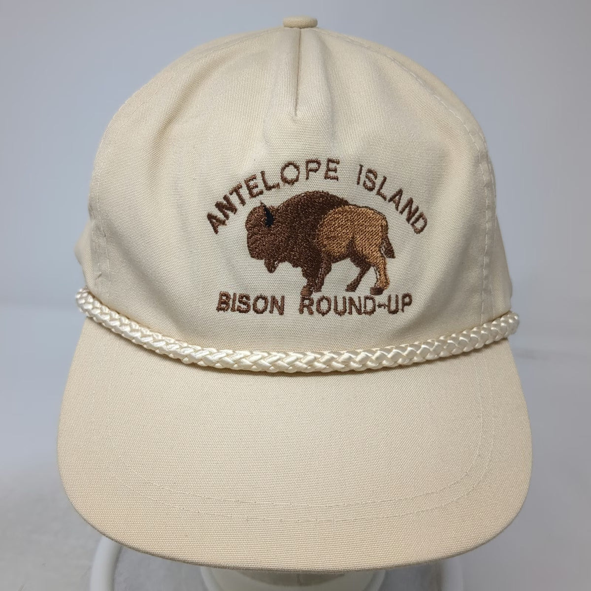 Sportcap Supreme 5 Panel Beige One Size Hat Antelope Island Bison Round-Up Rope