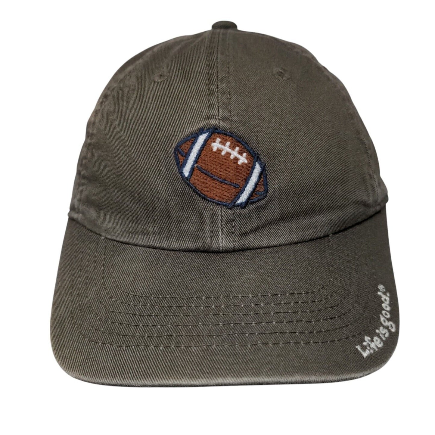 Life Is Good Football Strapback Hat Brown 2-4T Adjustable Embroidered