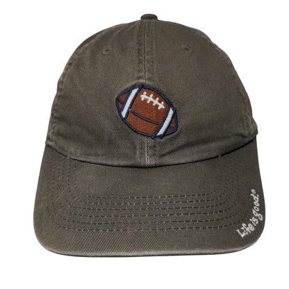 Life Is Good Football Strapback Hat Brown 2-4T Adjustable Embroidered