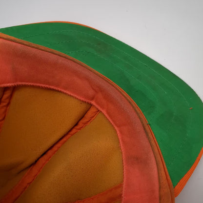 Orange Baseball Cap L Fitted Hat Green Underbrim Solid Polyester Hunting Vintage