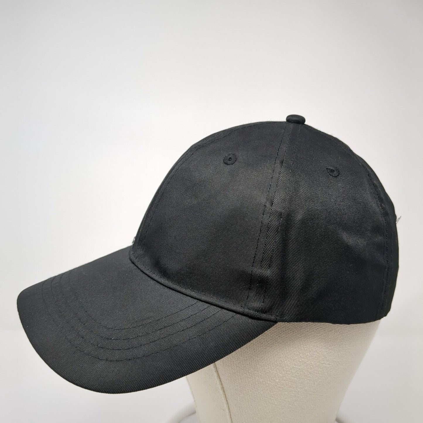 Unbranded Strapback Hat Black One Size Adjustable Vented Holes 6 Panel Blank
